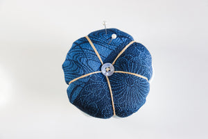 Blue Landscape - Kimono fabric Pottery Pin Cushion