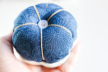 Load image into Gallery viewer, Blue Landscape - Kimono fabric Pottery Pin Cushion