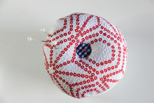 Load image into Gallery viewer, Red Shibori - Kimono fabric Pottery Pin Cushion