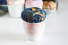 Load image into Gallery viewer, Pink and Blue Tall - Kimono fabric Pottery Pin Cushion
