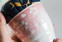 Load image into Gallery viewer, Pink and Blue Tall - Kimono fabric Pottery Pin Cushion