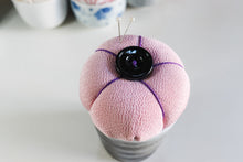 Load image into Gallery viewer, Pink and Grey - Kimono fabric Pottery Pin Cushion
