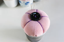 Load image into Gallery viewer, Pink and Grey - Kimono fabric Pottery Pin Cushion
