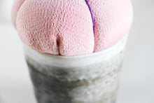 Load image into Gallery viewer, Pink and Grey - Kimono fabric Pottery Pin Cushion