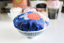 Load image into Gallery viewer, Large Chrysanthemum Blue - Kimono fabric Pottery Pin Cushion