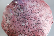 Load image into Gallery viewer, Large Pink and Blue - Kimono fabric Pottery Pin Cushion
