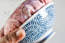 Load image into Gallery viewer, Large Pink and Blue - Kimono fabric Pottery Pin Cushion