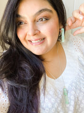 Load image into Gallery viewer, Blue Petals - Washi Paper Necklace and Long Earring Set