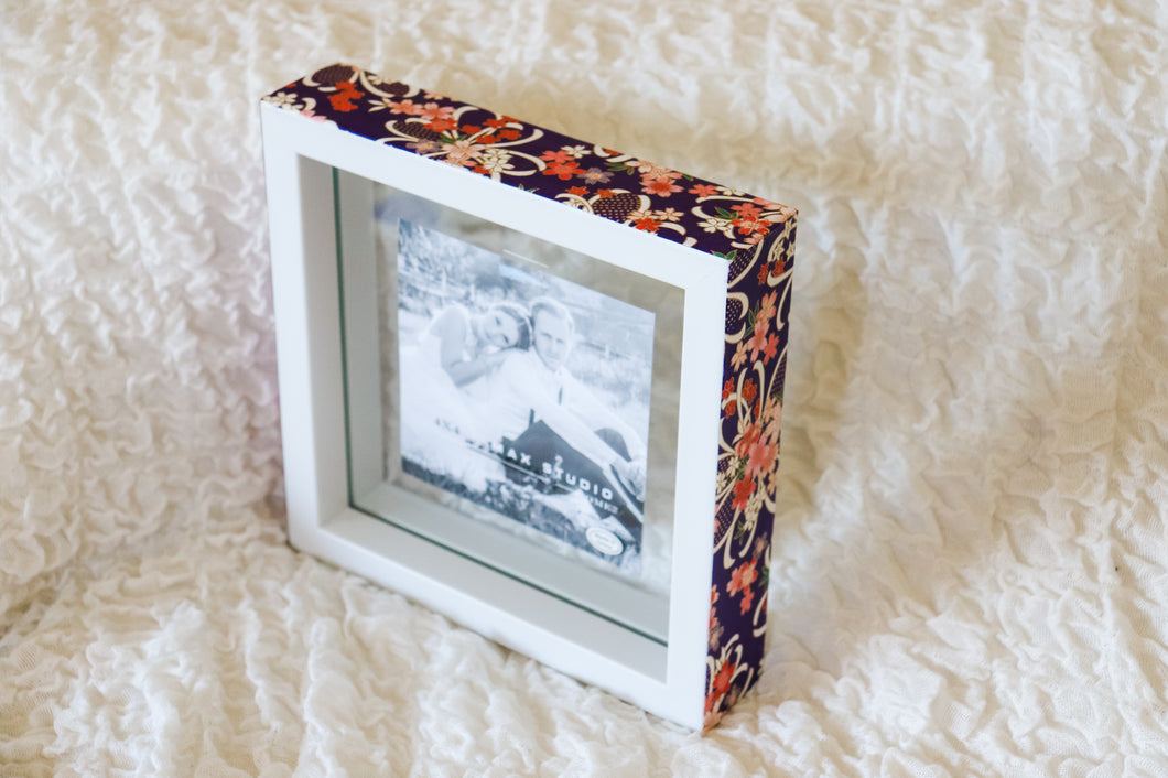 Purple on White - Picture Frame decorated with Washi Paper