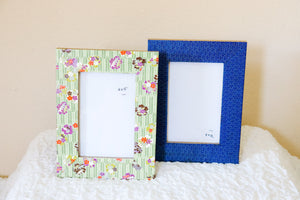 Blue Mizu - 4" x 6" Picture Frame decorated with Washi Paper