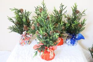 Orange Kiku Party - Mini Kimono Christmas Tree