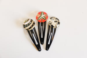 Parasols & Gardens - set of 3 snap hair clips