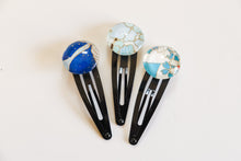 Load image into Gallery viewer, Blue Skies - set of 3 snap hair clips
