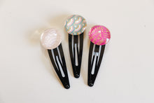 Load image into Gallery viewer, Pink Waters - set of 3 snap hair clips
