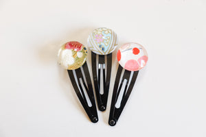 Pretty Blossoms - set of 3 snap hair clips