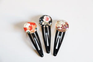 Bright Flowers - set of 3 snap hair clips