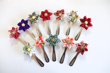 Load image into Gallery viewer, Blossom of Blossoms - Handsewn Vintage Kimono Silk Fabric Kanzashi Hair Clip
