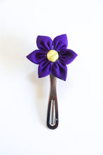 Load image into Gallery viewer, Purple Silk - Handsewn Vintage Kimono Silk Fabric Kanzashi Hair Clip
