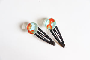 Koi Ponds - 1 matched pair of snap hair clips