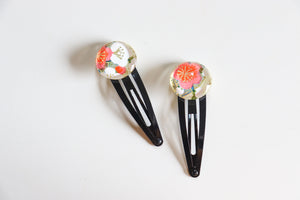 Plum Blossom Bouquet - 1 matched pair of snap hair clips