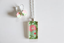 Load image into Gallery viewer, Pink Plum Blossoms - Washi Paper Necklace and Earring Set
