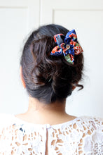 Load image into Gallery viewer, Blue Landscape - Handsewn Vintage Kimono Silk Fabric Kanzashi Hair Fork
