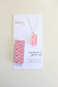 Hot Pink Water A - Washi Paper Necklace and Gift Tin Set