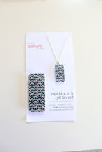 Load image into Gallery viewer, Water Pattern C - Washi Paper Necklace and Gift Tin Set
