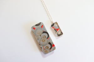Water Pattern B - Washi Paper Necklace and Gift Tin Set
