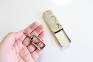 Golden Plum Blossoms B - Washi Paper Necklace and Gift Tin Set