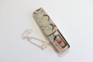 Blue Geo Parasols A - Washi Paper Necklace and Gift Tin Set