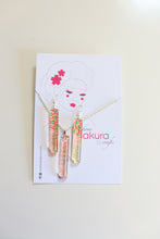 Load image into Gallery viewer, Pink Candy Dangles - Washi Paper Necklace and Long Earring Set
