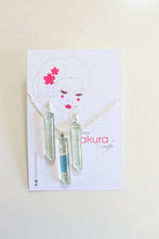 Load image into Gallery viewer, Crisp Blue Seas - Washi Paper Necklace and Long Earring Set
