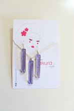 Load image into Gallery viewer, Purple Kiku Dangles - Washi Paper Necklace and Long Earring Set
