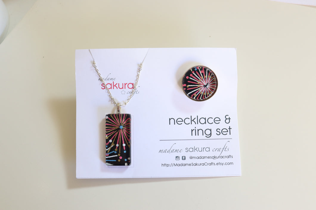 Hanabi - Washi Paper Necklace and Ring Set