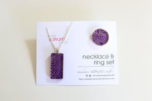 I dream of Purple - Washi Paper Necklace and Ring Set