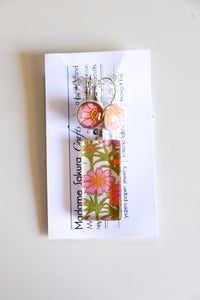 Orange Blossoms III - Washi Paper Necklace and Earring Set