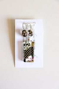 Shibori Temari Balls - Washi Paper Necklace and Earring Set