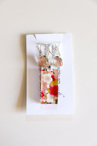 Pink Plum Blossoms - Washi Paper Necklace and Earring Set