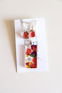 Purple Bouquet - Washi Paper Necklace and Earring Set