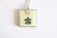 Load image into Gallery viewer, Blue Mizu Pattern - Square Washi Paper Pendant Necklace

