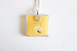 Gold Skies - Square Washi Paper Pendant Necklace