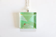 Load image into Gallery viewer, Mint Squares - Square Washi Paper Pendant Necklace
