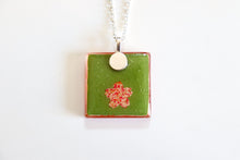 Load image into Gallery viewer, Orange Landscapes - Square Washi Paper Pendant Necklace
