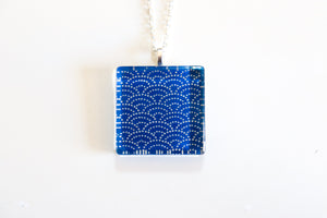 Mizu Pattern - Square Washi Paper Pendant Necklace