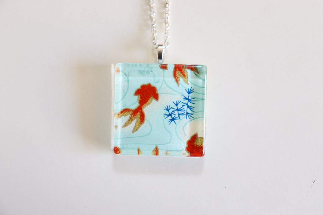 Koi Koi - Square Washi Paper Pendant Necklace