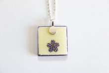 Load image into Gallery viewer, Purple Kiku - Square Washi Paper Pendant Necklace
