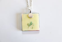 Load image into Gallery viewer, Cranes and Cherry Blossoms - Square Washi Paper Pendant Necklace
