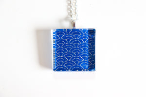 Mizu Pattern II - Square Washi Paper Pendant Necklace