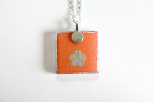 Load image into Gallery viewer, Cranes and Shibori - Square Washi Paper Pendant Necklace
